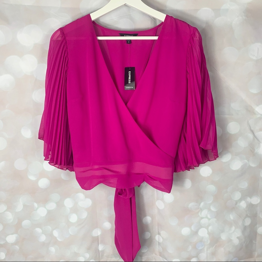 Pleated Sleeve Fuchsia Express Top